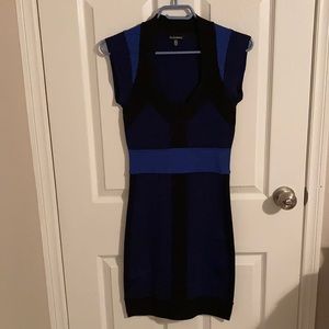 Le Chateau Blue and Black Bodycon Dress Size S